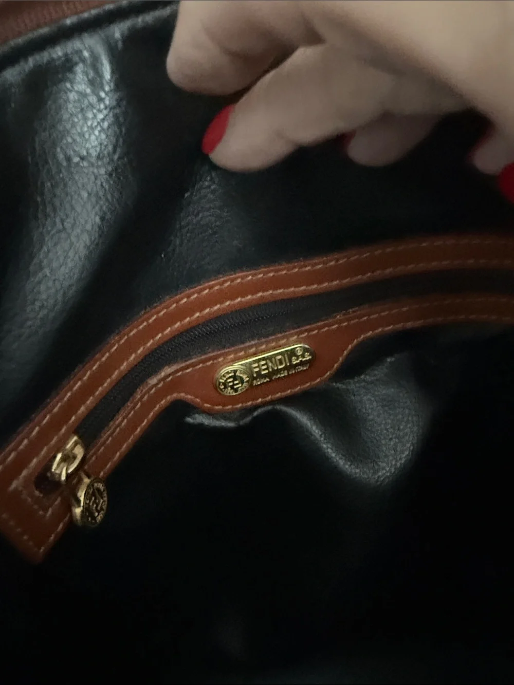 Fendi Women’s Striped Dome Satchel in Brown and Black with Tan Handles